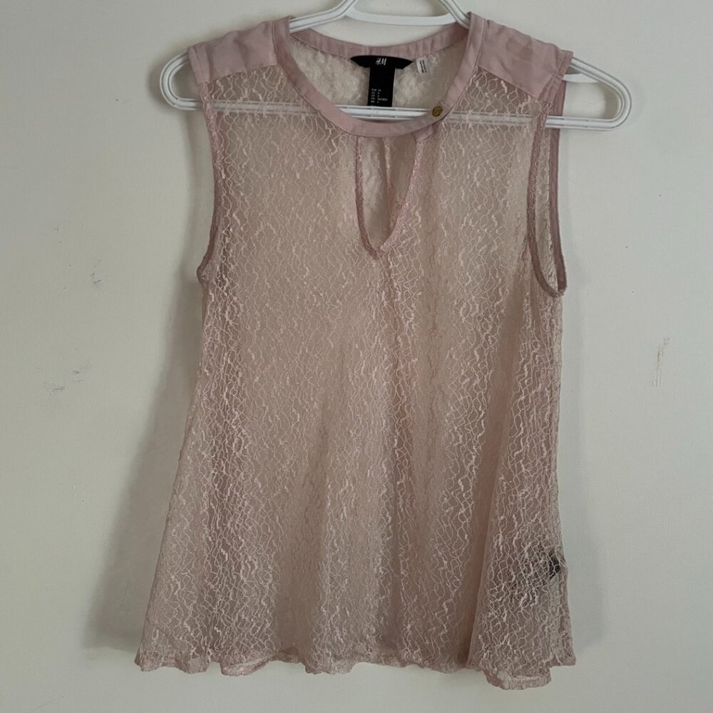 H&M Blush Pink Lace Sleeveless Top